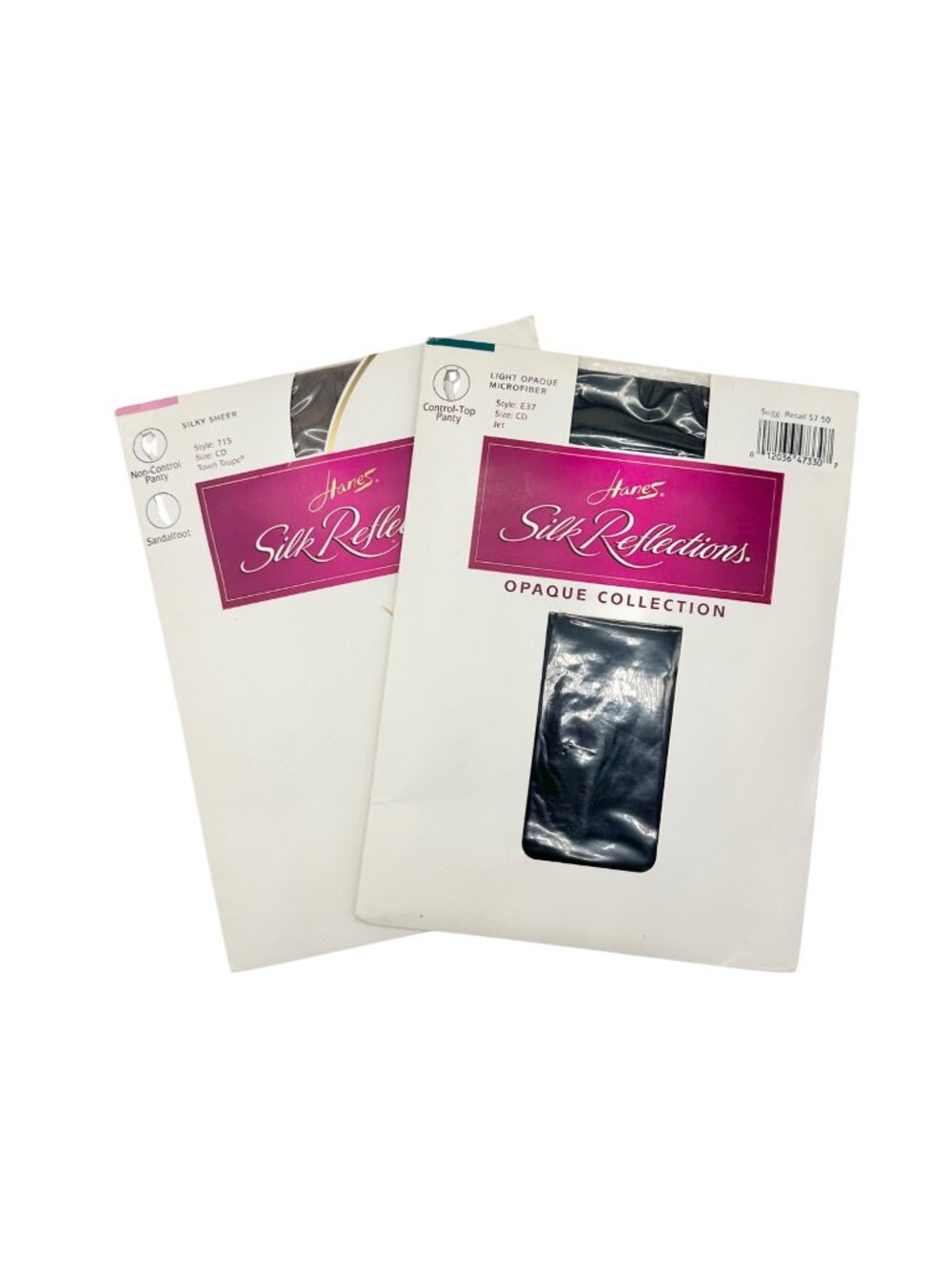 Hanes Silk Reflections Pantyhose Pair CD Size Jet Black and Town Taupe Colors